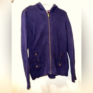 Lilly Pulitzer Navy Zip Sweater w/ Hood Size Small